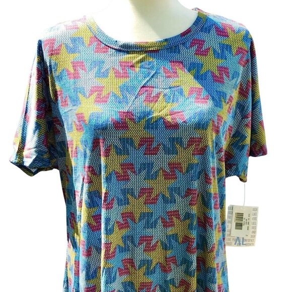 LuLaRoe Maria XL Americana NWT Patriotic Maxi Stars Red Yellow Blue NWT - Picture 2 of 9